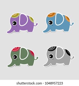Cute elephant icon with shadow,eps10