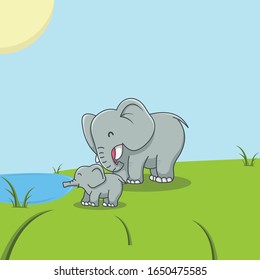 cute elephant illustration cartoon design