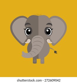 Cute elephant illustration. Flat icon.