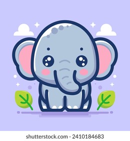 Cute elephant illustration, with flat vector concept