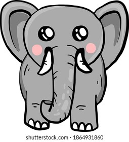 Cute elephant, illustration, vector on white background.