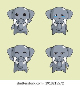 cute elephant kawaii mascot character
