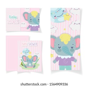 cute elephant kawaii world clouds baby shower card vector illustration cute elephant kawaii world clouds baby shower card vector illustration