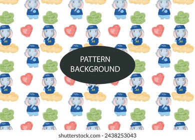 cute elephant kids pattern background