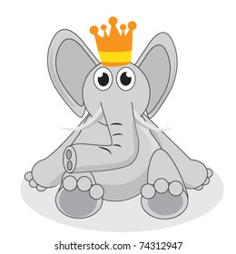 cute elephant king sitting