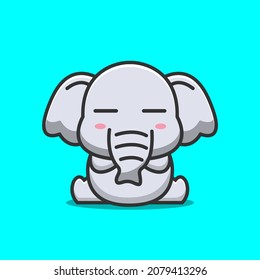 cute elephant with lazy expression and emoticon