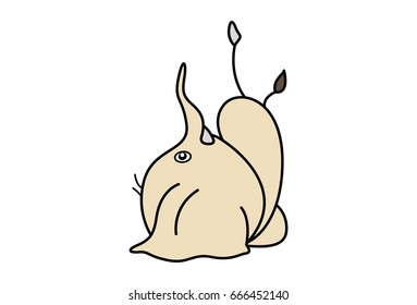Cute Elephant with legs up. Vector Illustration. Isolated on white background.