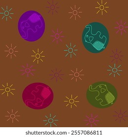 cute elephant line art doodle artwork abstract seamless geometric graphic decoration ethnic outline template wallpaper printed fabric pattern hand drawn contour shape background ombre
