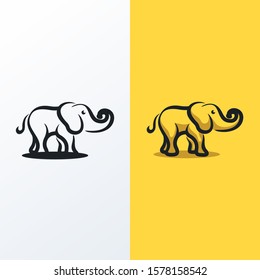 cute elephant line art logo icon