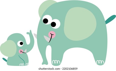 Cute elephant and the little son

