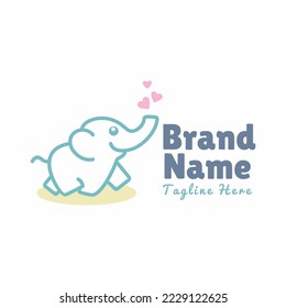 Cute Elephant logo design for baby and kids store