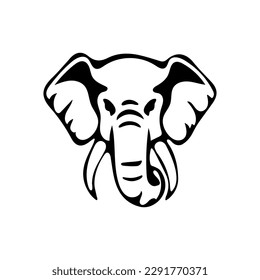 Cute elephant logo, front view, symbol, vector illustration.