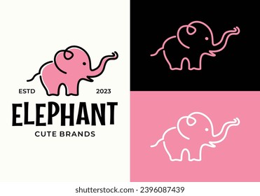 Cute elephant logo icon vector illustration design