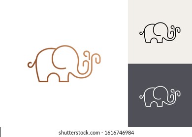 Cute elephant logo vector. Elephant line art logo inspiration