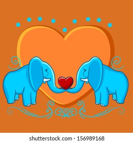 cute elephant in love. vector illustration