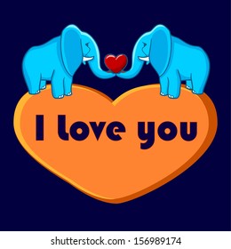cute elephant in love. vector illustration