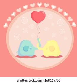 cute elephant in love. vector illustration