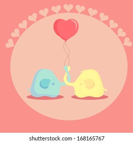 cute elephant in love. vector illustration