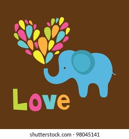 cute elephant in love. vector illustration