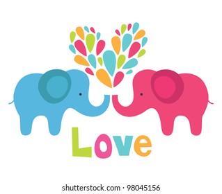 cute elephant in love. vector illustration