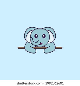 Cute elephant lying down. Animal cartoon concept isolated. Can used for t-shirt, greeting card, invitation card or mascot.