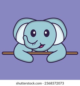 Un elefante lindo tumbado. El concepto de caricatura animal aislado. Se puede usar para tarjeta de invitación o mascota t-shirt_ saleting card.