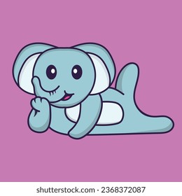 Cute elephant lying down. Animal cartoon concept isolated. Can used for t-shirt_ greeting card_ invitation card or mascot.