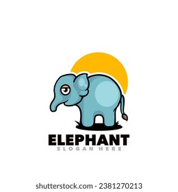 Cute elephant mascot cartoon logo illustration 