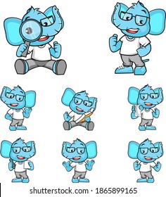 
Juego de caracteres de mascota de elefante corto 