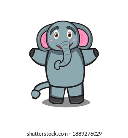 lindo elefante de diseño de mascota vector sobre el fondo blanco eps 10