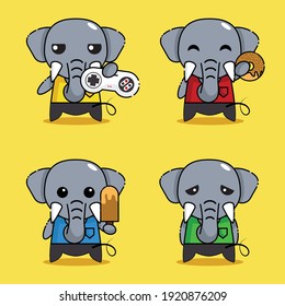 cute elephant mascot logo character