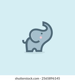 cute elephant mascot logo icon vector illustration