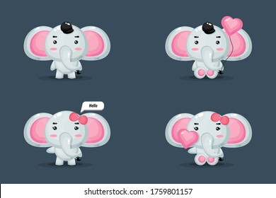 Cute Elephant Mascot set design