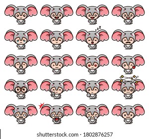 cute elephant mascot set design