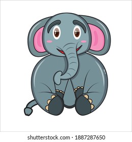 Cute Elephant Mascot Sitting Vector Design Stock Vector (Royalty Free ...