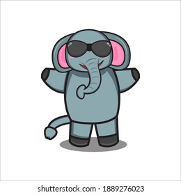 cute elephant mascot wearing glasses vector design eps 10