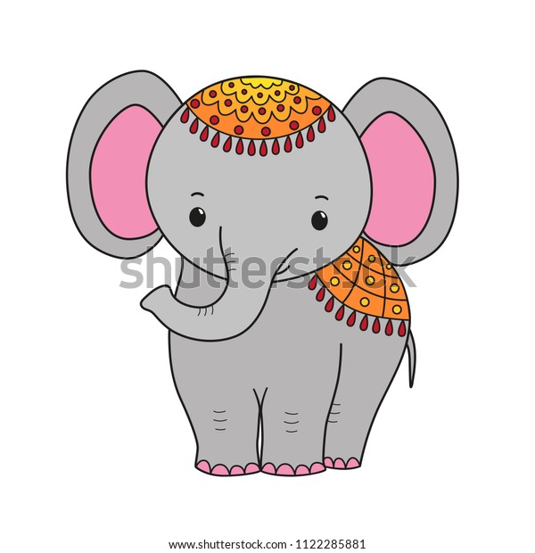 Cute Elephant Mat Cartoon Character Outline Stock Vector (Royalty Free ...