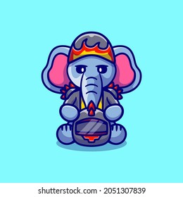 cute elephant motorcycle gang member, suitable for t-shirt designs or cute animal motorcycle gang mascots