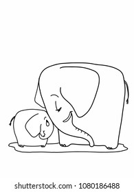 cute elephant mum animals and her baby and hearts