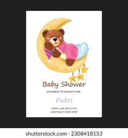 Cute elephant on baby shower templates invitation