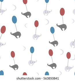 cute elephant on the balloon