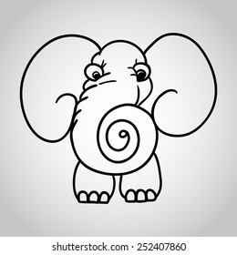 Cute elephant on a gray background