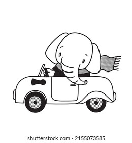 cute elephant on vacations, vector clipart, summer illustration good for card and print design