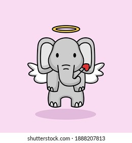 Cute elephant on Valentine's Day