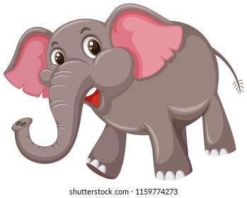 Un tierno elefante sobre la ilustración de fondo blanco
