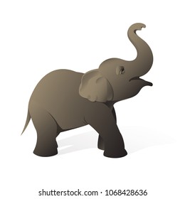 Cute elephant on a white background. African wild animal. Safari and zoo. Vector cartoon baby illustration