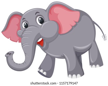 A cute elephant on white background illustration