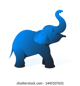Cute elephant on a white background. African wild animal. Safari and zoo. Vector cartoon baby illustration