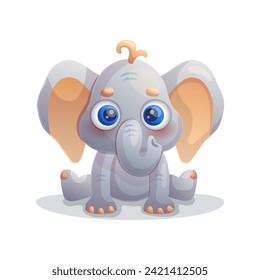 Cute elephant on a white background. Vector illustration.