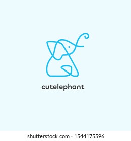 Cute elephant one line vector logo inspirations for baby shop, clothing or baby equipment